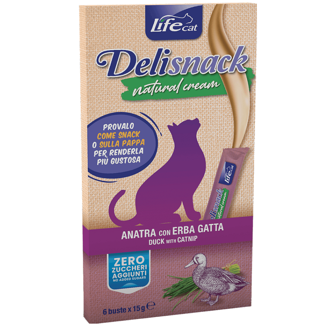 Life Cat Deli Snack Natural Cream Duck With Catnip 6x15g