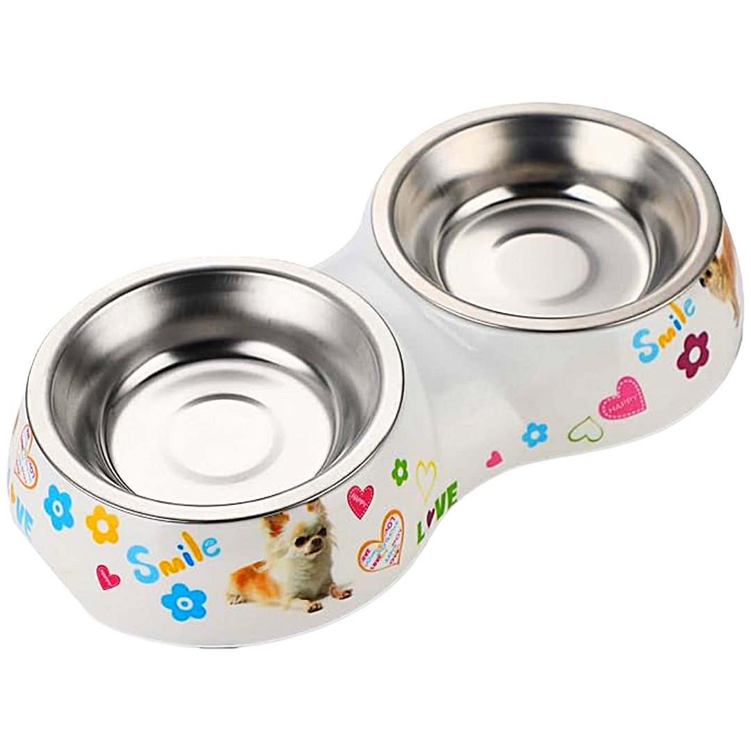 2 Bowl Steel For Cats and Dogs
