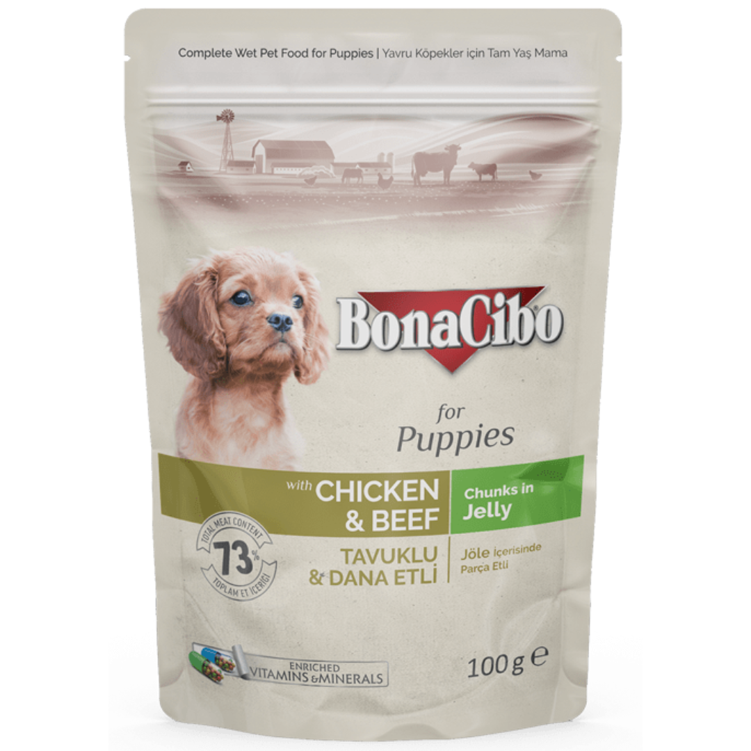 Bonacibo With Chicken & Beef Chunks In Jelly Puppy 100g