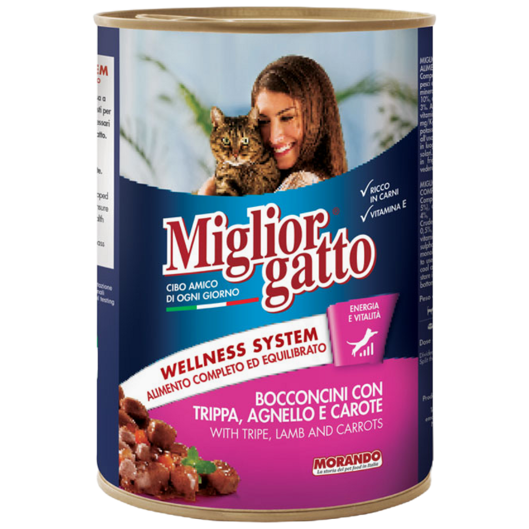 Migliorgatto Small Chunks With Tripe Lamb & Carrots 400g