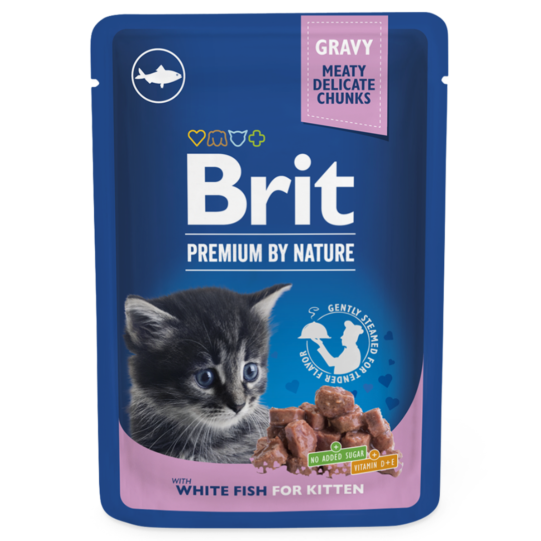 Brit Premium Chunks with White Fish in Gravy for Kittens