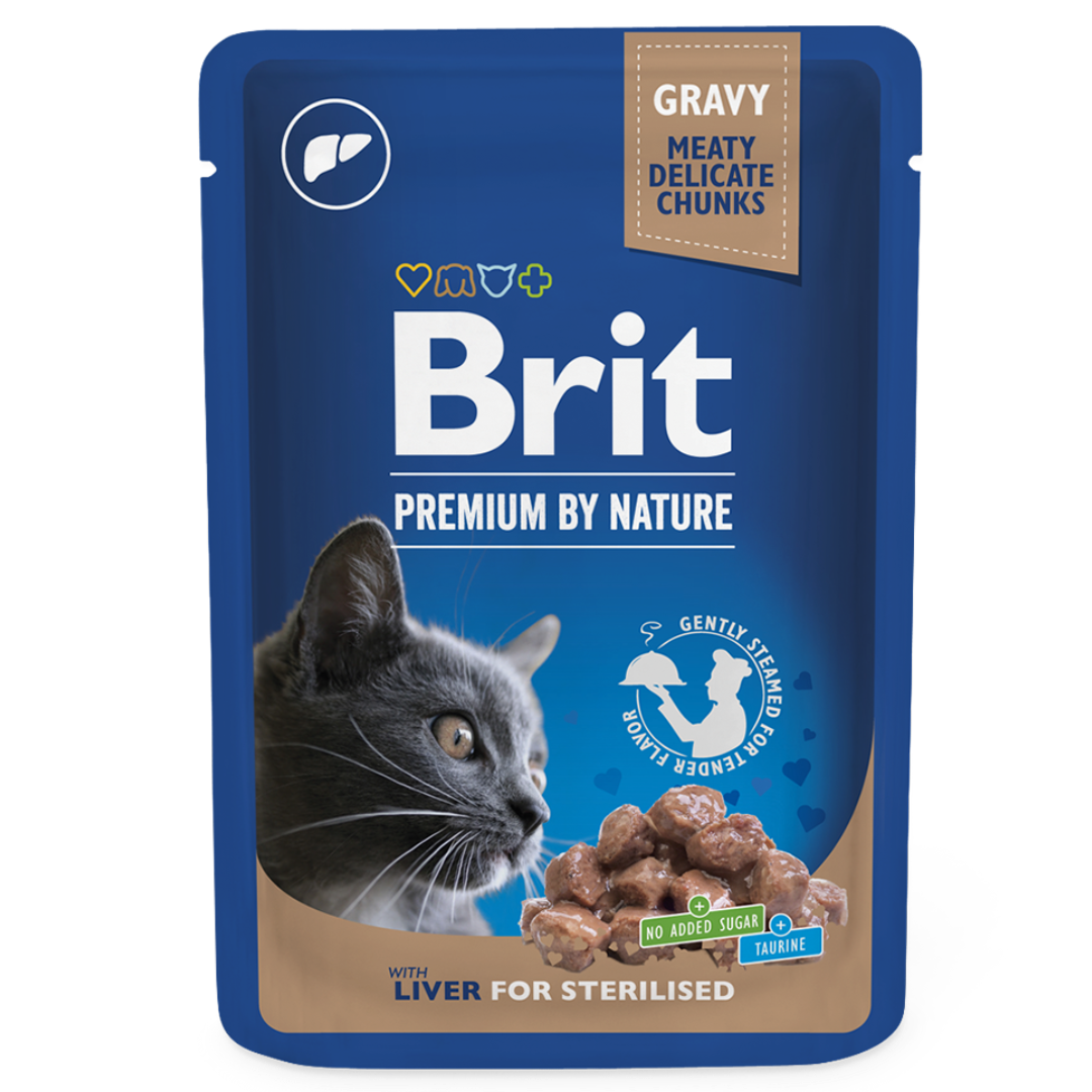 Brit Premium Chunks in Gravy with Liver for Sterilized Cats